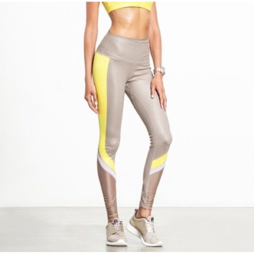 ALO Yoga High Waist Legging Elevate Gravel/Yellow Size S  Sculpt/Lift/Contour